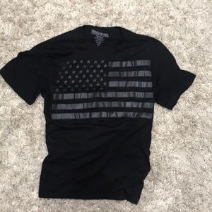 Black t-shirt. American Flag